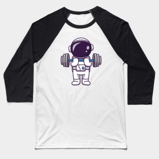 Cute Astronaut Lifting Dumbbell Baseball T-Shirt